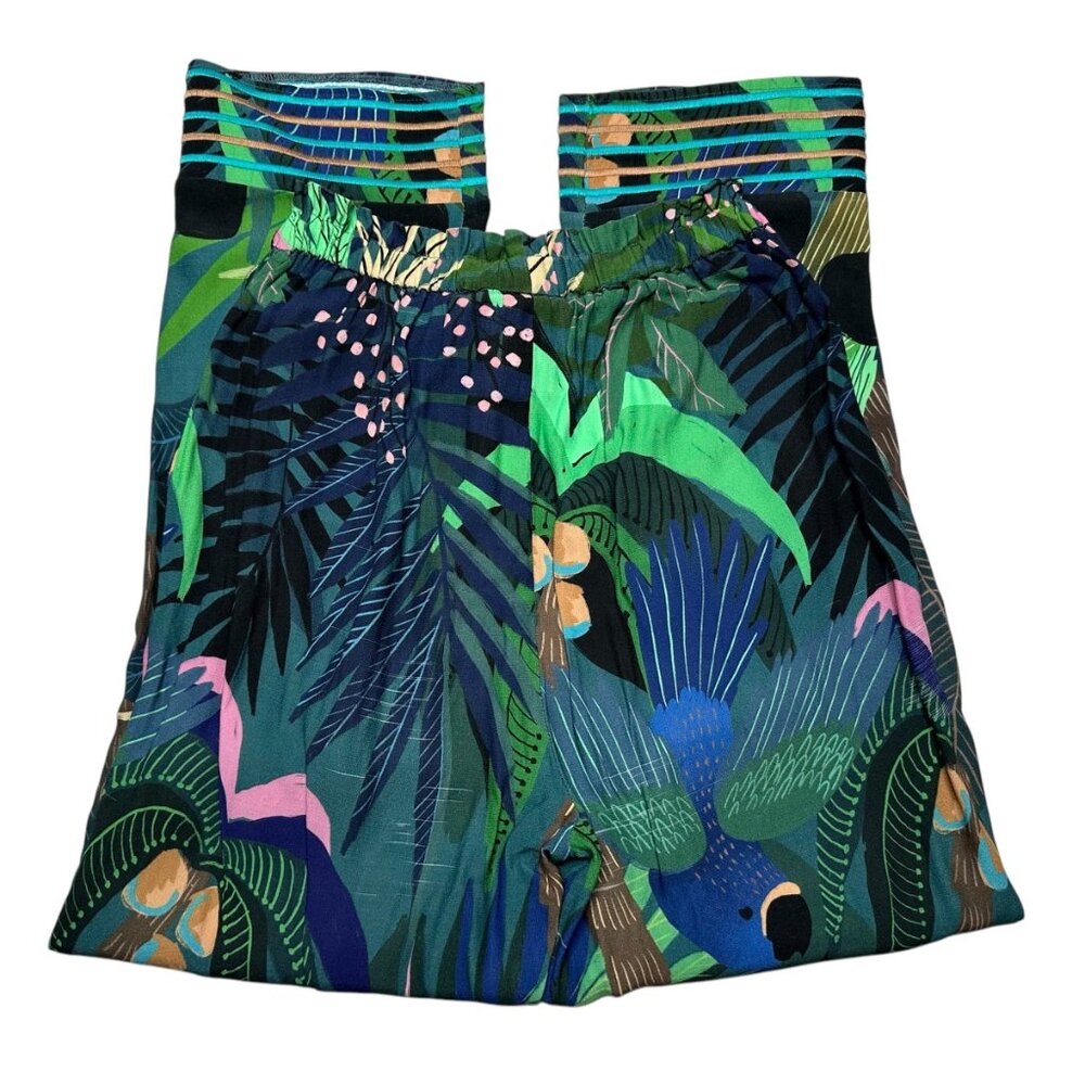 Anthropologie Farm Rio Tropique Embroidered Hem Jungle Pants Small - Picture 8 of 11